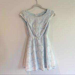 Honey and Rosie lave short sleeve dress (1, pale blue and white lace)